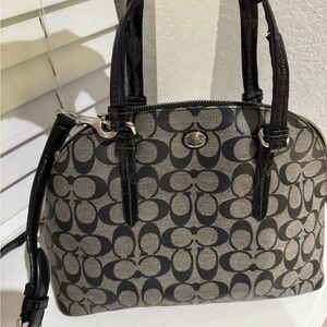 Vintage Coach Black and Gray Signature Handbag
